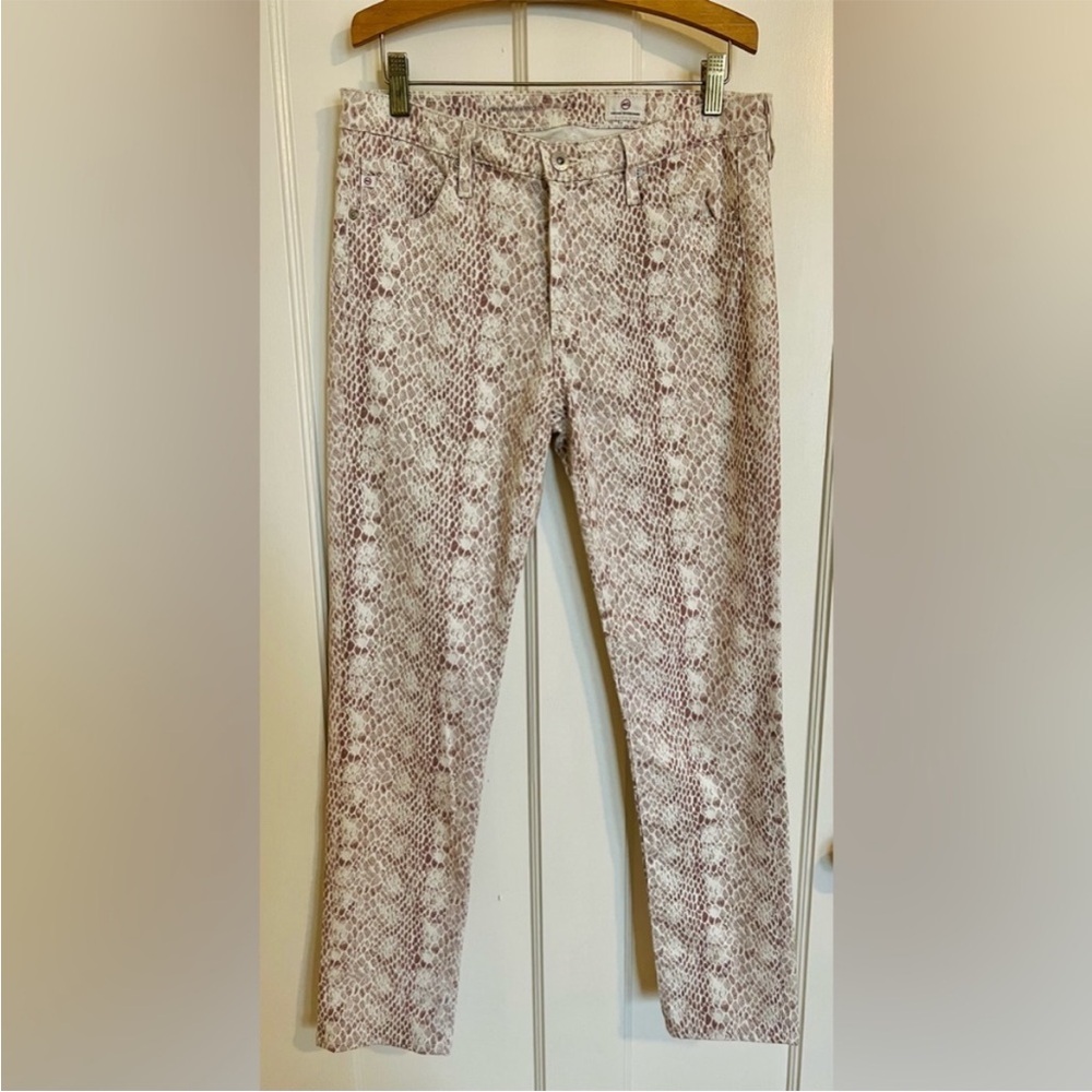 AG Adriano Goldschmied Ivory Snake Print Skinny Pants - Taupe